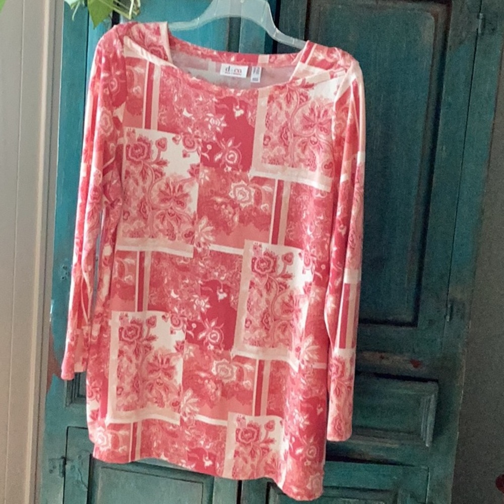 Denim & Co 2X coral peach tunic top